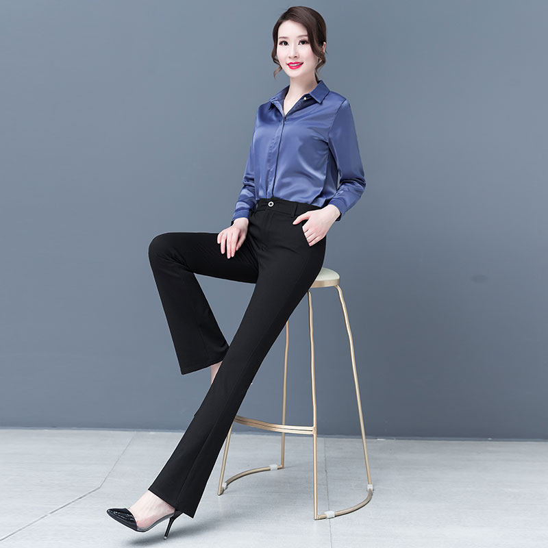 黑色微喇裤女2026新款春季大码女裤西裤弹力喇叭裤西装裤春秋裤子