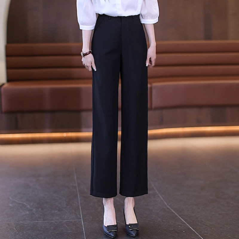 夏季薄款阔腿裤女爆款2026新款九分裤子女高腰垂感休闲西装直筒裤
