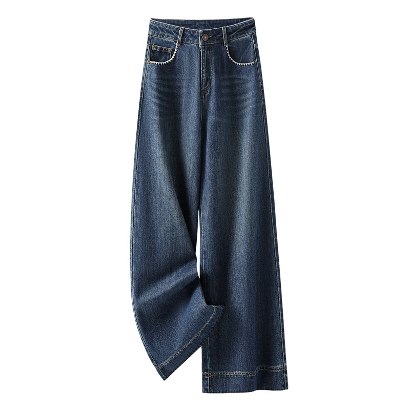 复古阔腿牛仔裤女春秋季2026新款小个子高腰宽松显瘦休闲直筒裤子