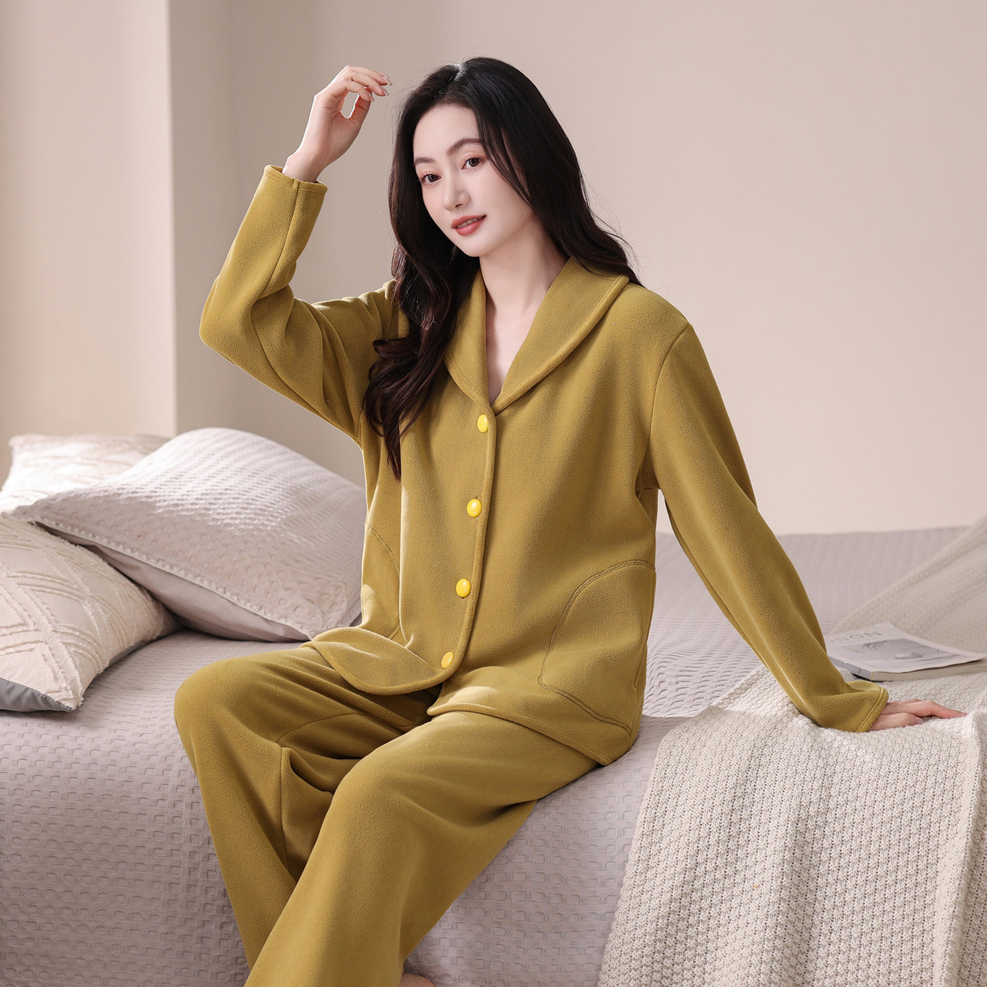 秋冬新款加厚保暖奥粒绒女士睡衣套装宽松简约开衫珊瑚绒家居服女,女士内衣/男士内衣/家居服,睡衣/家居服套装,淘宝优惠券,粉丝福利购,淘宝优惠卷