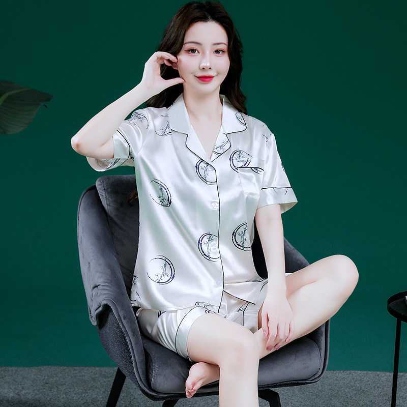 25新款夏季薄款冰丝女士睡衣套装