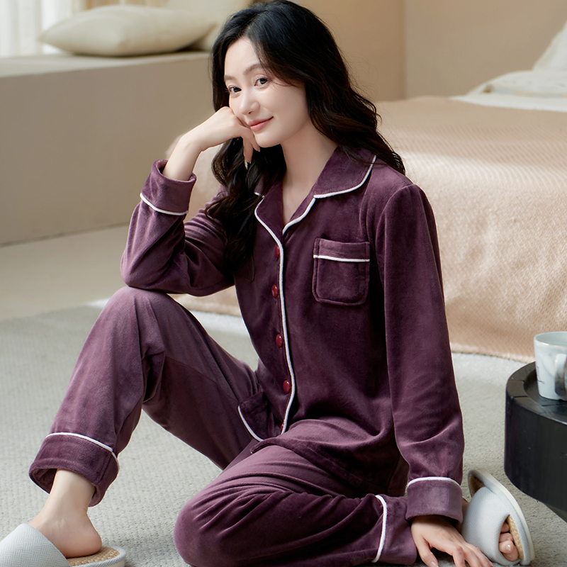 2024秋冬新款海岛绒女士睡衣套装