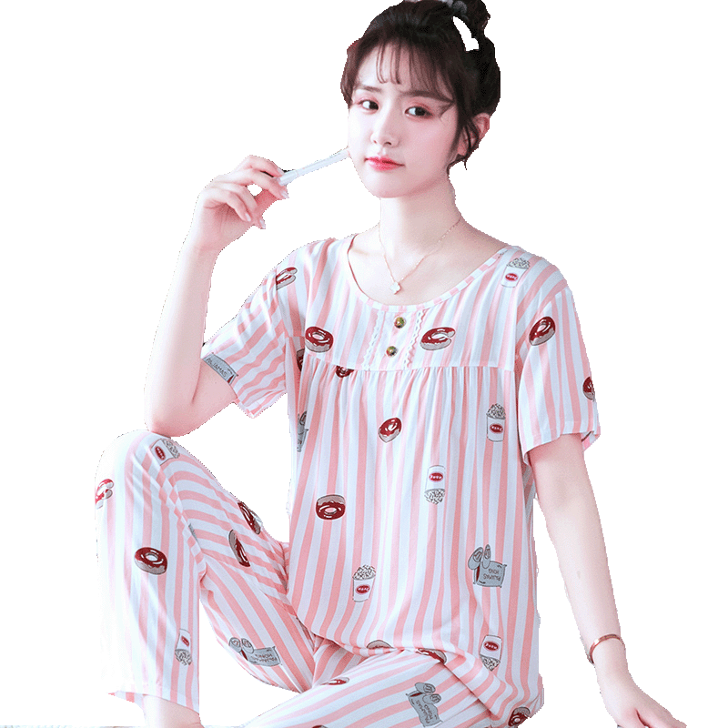 棉绸夏季卡通春秋款可外出睡衣