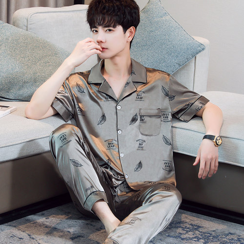 顿尼科男丝绸短袖套装家居服
