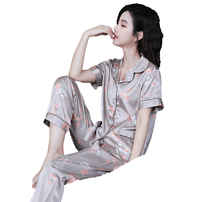 丝绸夏天冰丝甜美风可外穿睡衣