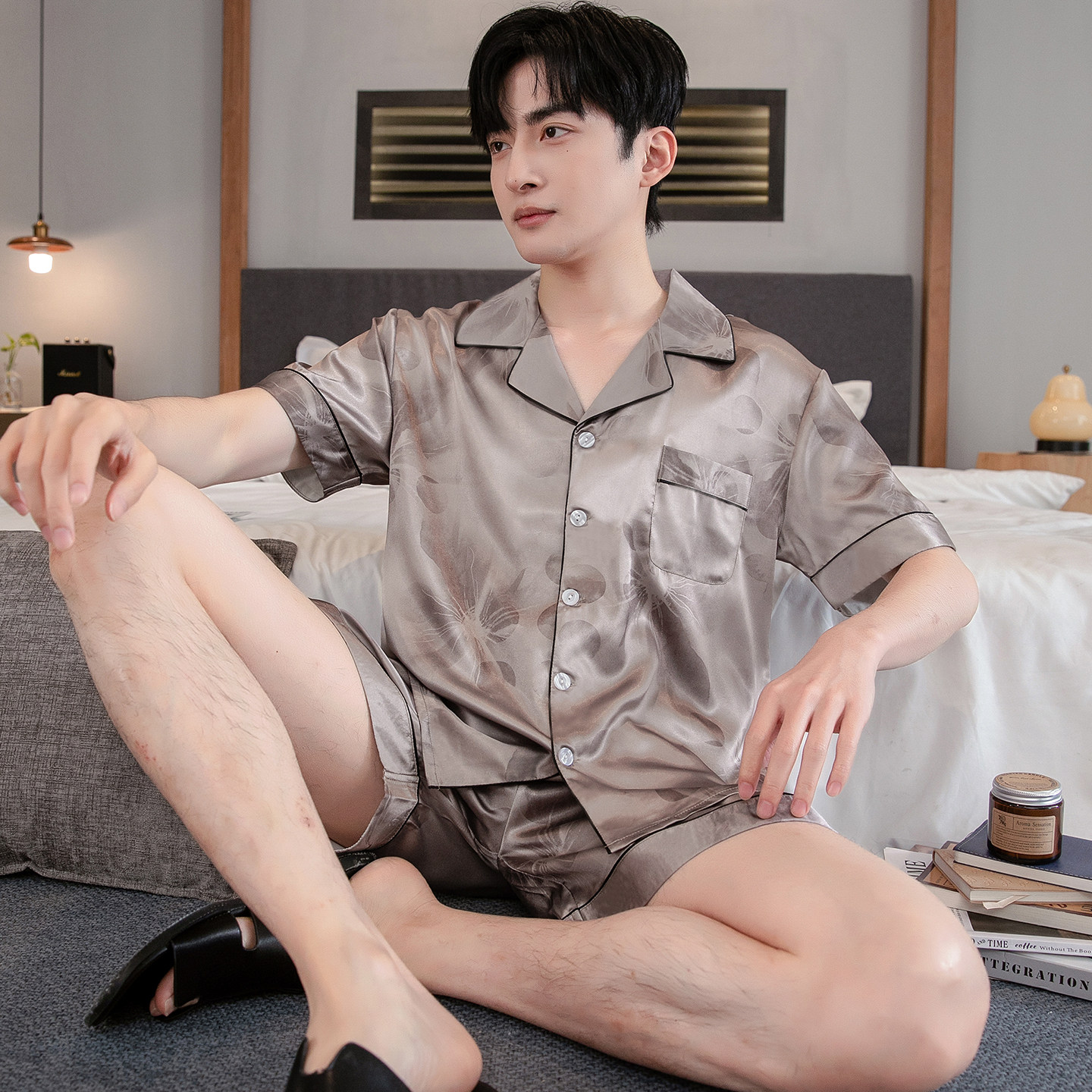 男款睡衣夏季短袖薄款冰丝套装2026年新款丝绸男士大码休闲家居服