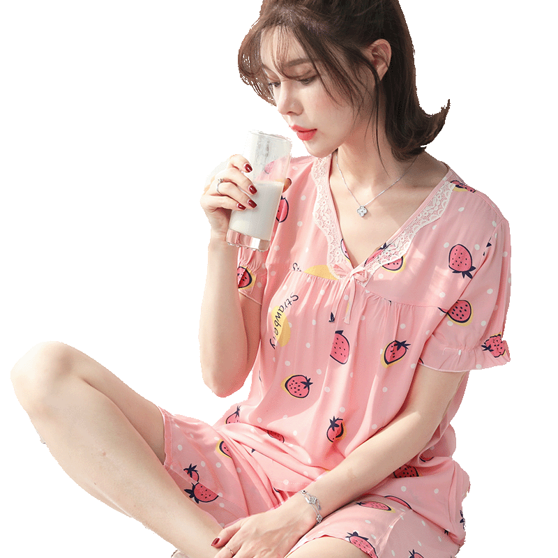 睡衣女春夏季薄款棉绸清新绵绸