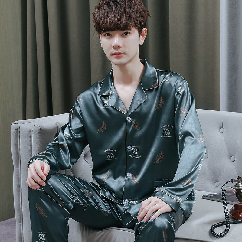 2022年新款冰丝丝绸男士长袖长裤春秋薄款大码男款睡衣家居服套装,女士内衣/男士内衣/家居服,睡衣/家居服套装,淘宝优惠券,粉丝福利购,淘宝优惠卷