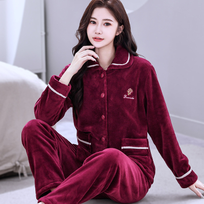 珊瑚绒睡衣女2024秋冬季新款套装