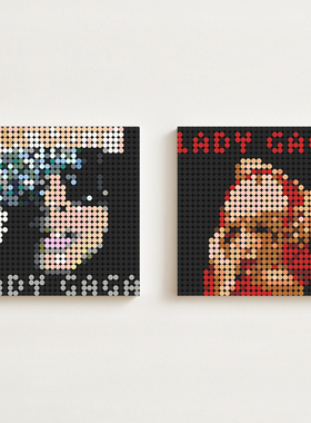 Lady Gaga自制周边专辑唱片封面像素积木画DIY收藏Poker face