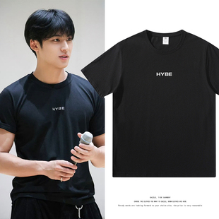Mingyu金珉奎同款HYBE黑色短袖T恤男女纯棉半袖seventeen上衣服潮