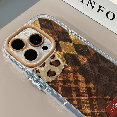 拼接英伦风适用iPhone16promax手