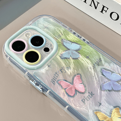 彩色晕染蝴蝶适用iPhone15promax