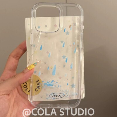简约蓝色雨滴适用苹果16PROMAX手