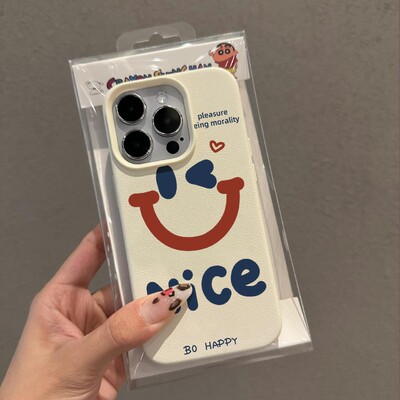 简约nice笑脸适用苹果15手机壳in
