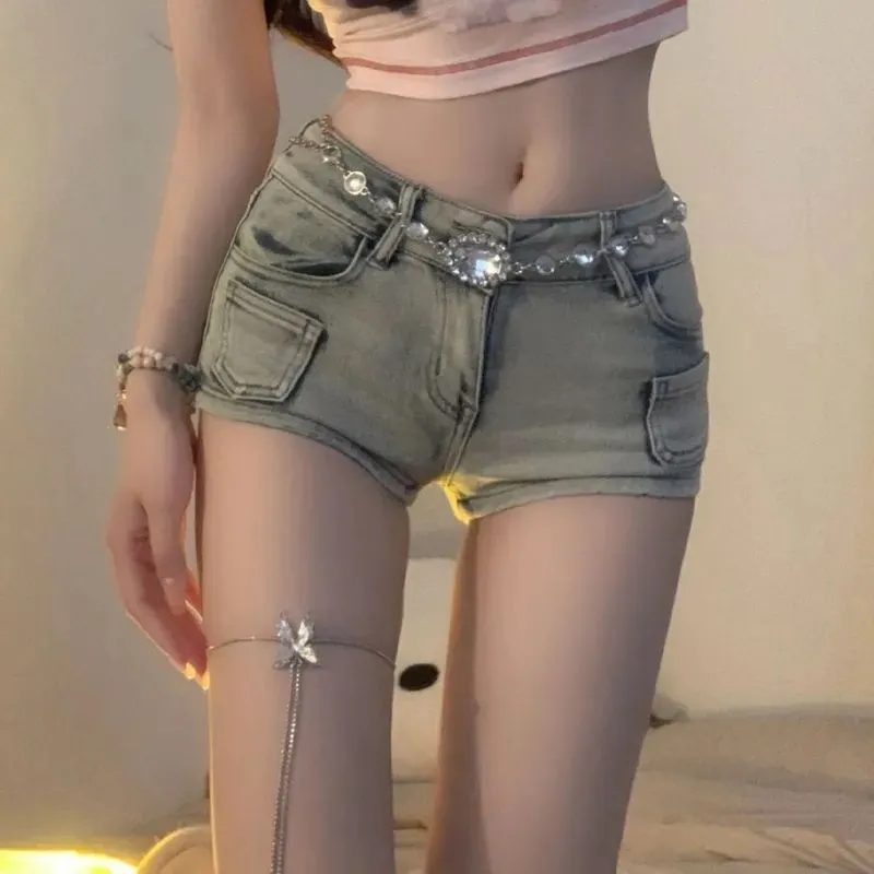美式辣妹复古高腰牛仔超短裤2025春夏季新款修身显瘦包臀阔腿热裤