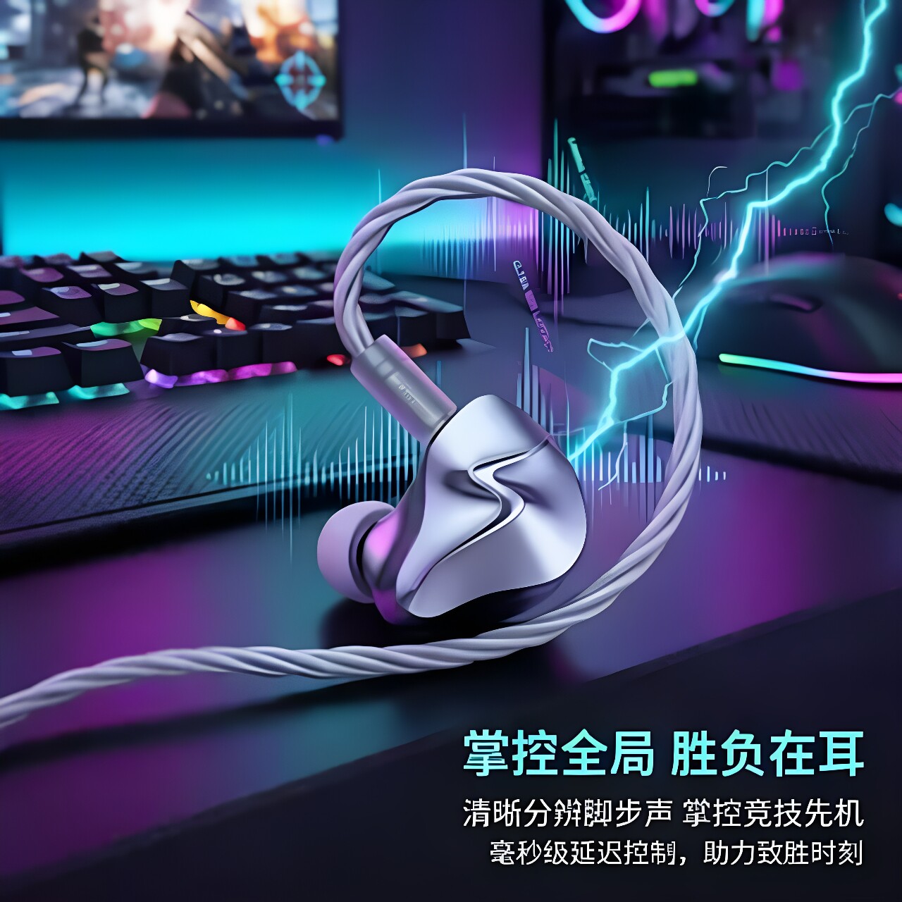 直播监听有线耳机入后绕式双磁驱动音位发烧电竞吃鸡FPS听声辩位