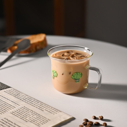 咖啡杯【菠菜插画】高硼硅玻璃杯耐高温原创水杯果汁饮品杯子