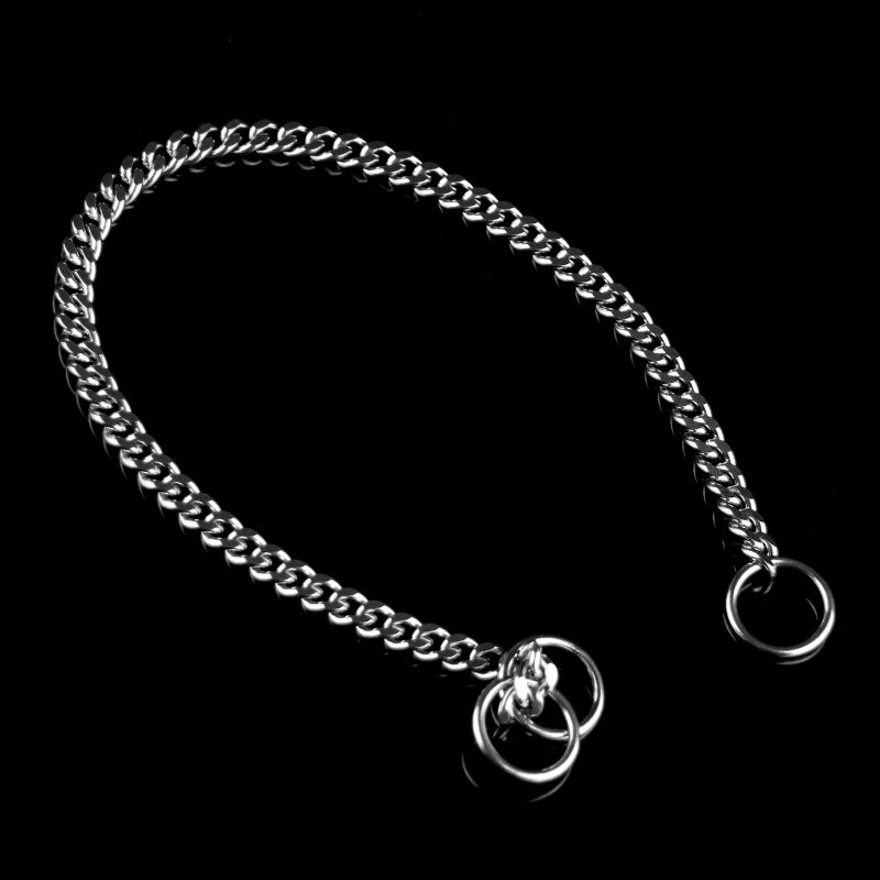 不锈钢p链中大型犬p字链法斗金毛恶霸狗狗项圈狗链子狗脖链牵引绳