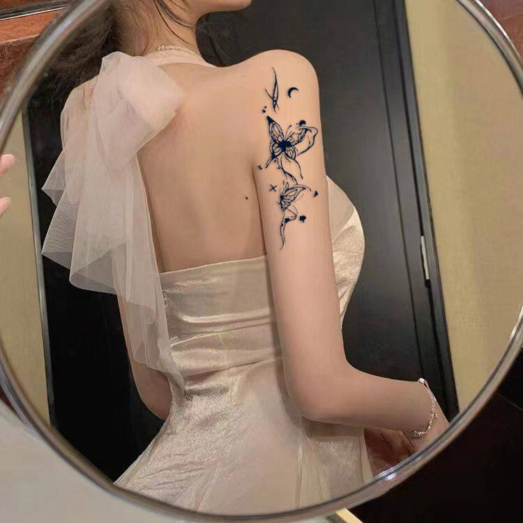 墨月蝶翩草本纹身贴蝴蝶小红书网红同款甜酷手臂防搓防水半永久女