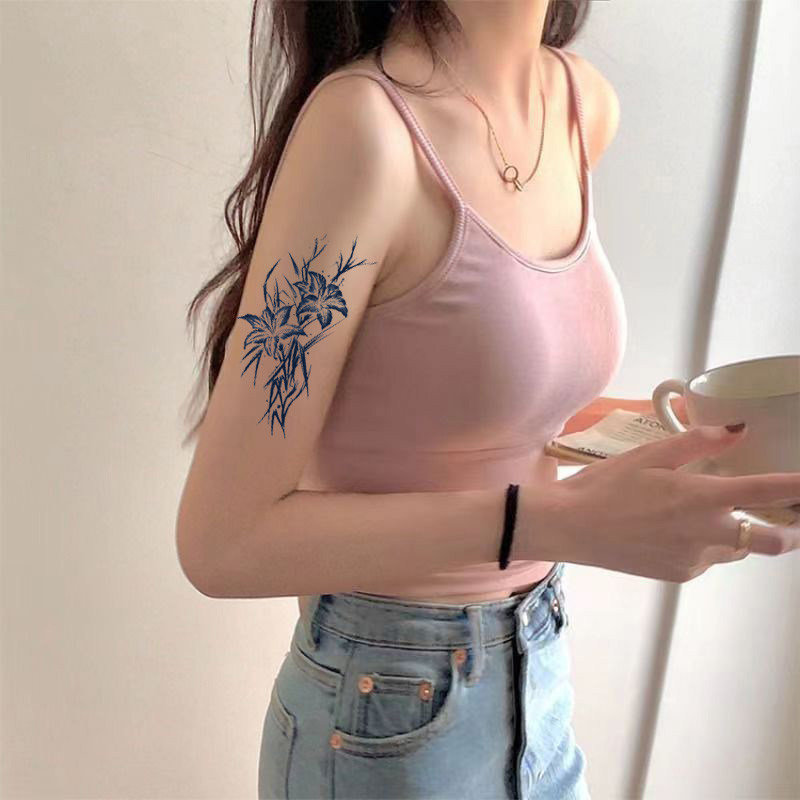 百合花草本纹身贴防水男女持久高颜值果汁手臂腰小腿高级感不反光