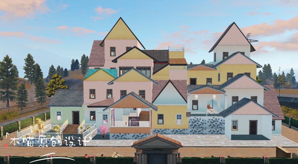 本喵原创设计明日之后零氪双人蓝图《撞色庄园》房屋代建