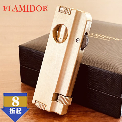 品牌源自法国FLAMIDOR黄铜精雕手工个性超薄打火机经典弹射煤油机