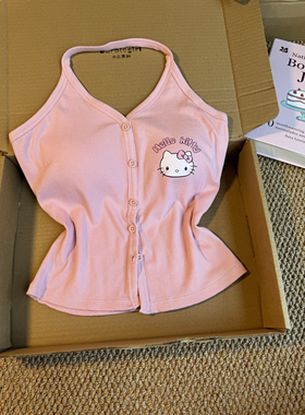 凯蒂可爱辣妹女夏新款背心吊带胸垫纯欲少女打底上衣外穿修身显