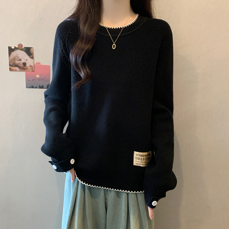 实拍 胖妹妹秋冬装新款毛衣圆领韩版显瘦正肩针织衫宽松减龄上衣