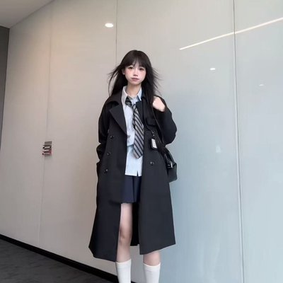 布丁JK制服中长款外套女秋小个子短款高级感英伦学院风风衣