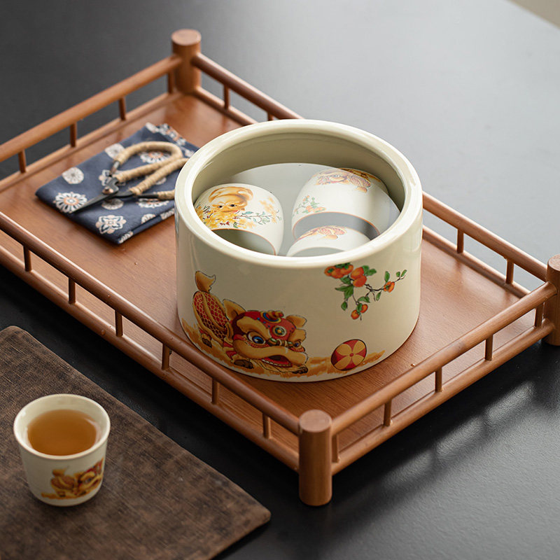 空蝉草木灰简约桌面干泡茶渣缸陶瓷茶洗茶盂功夫茶具茶道配件倒水