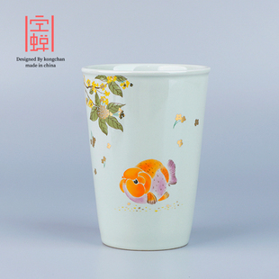 草木灰陶瓷茶杯可乐杯高颜值女士水杯家用果汁杯办公大容量饮水杯