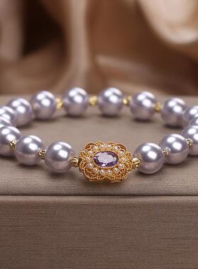 原创设计天然柔光紫淡水珍珠手链