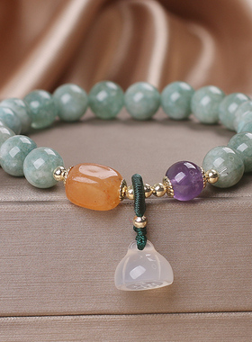 民族风转运绿色玉石手