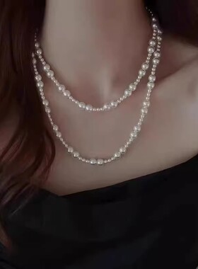 小香风法式未镶嵌长款锁骨链轻奢