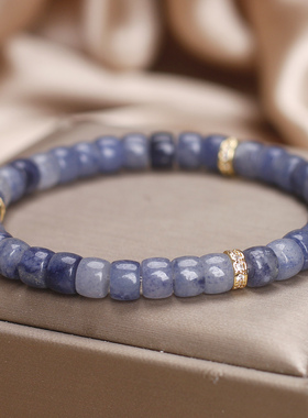 天然蓝玉髓算盘珠手链女款