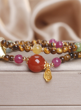 天然虎眼石双圈转运招财手串