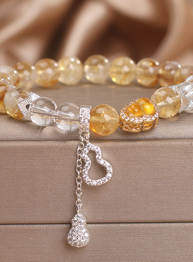 天然黄塔晶轻奢小众葫芦手串女