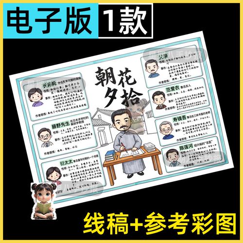 朝花夕拾思维导图手抄报初中生七年级语文阅读鲁迅先生人物关系图