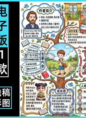 高尔基童年手抄报六年级好书推荐快乐阅读书吧电子模板线稿竖版8k