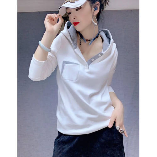 香港欧货欧洲站2025秋季新款长袖撞色卫衣女时髦洋气显瘦帽衫女潮