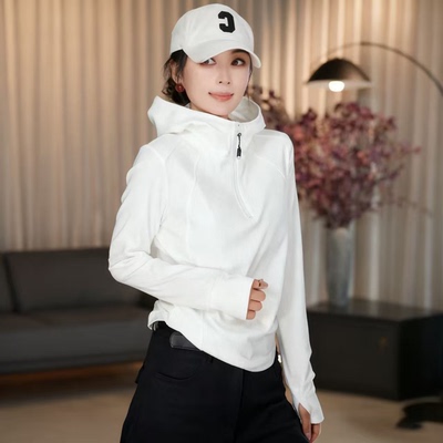 半拉链套头休闲连帽卫衣洋气长袖