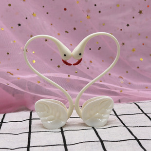 七夕生日蛋糕装饰爱情鸟火烈鸟黑白天鹅情侣情人节网红羽毛摆件