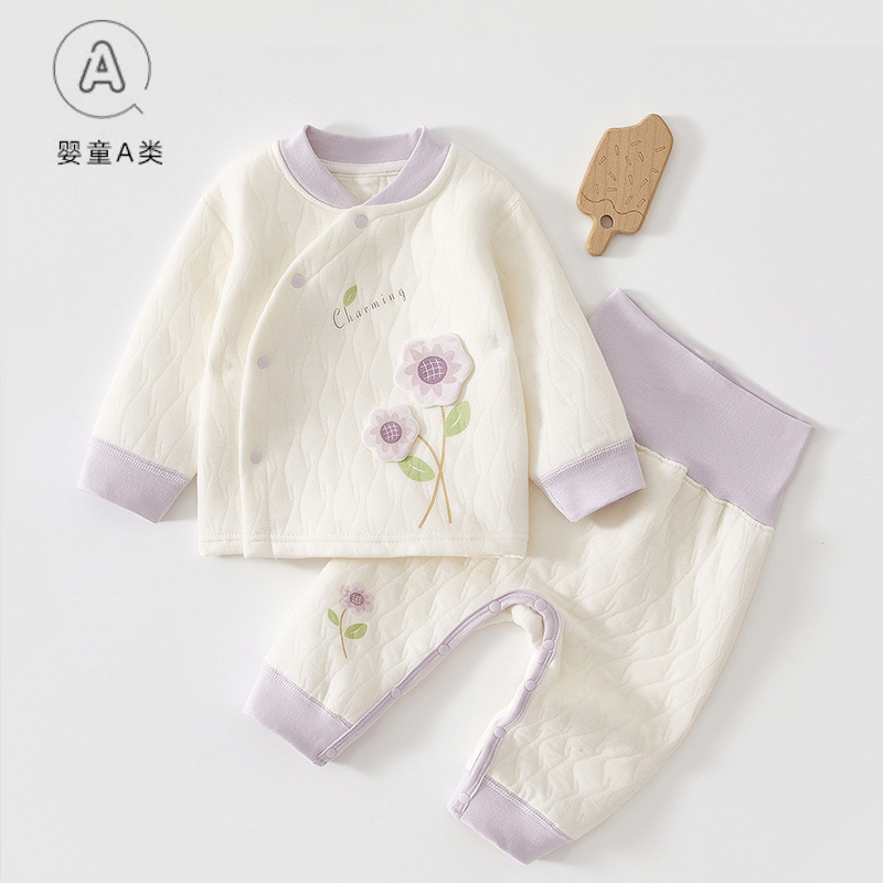 宝宝保暖内衣套装秋冬高腰护肚