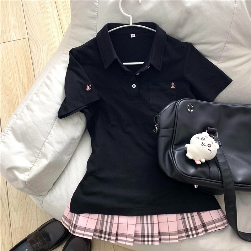 JK制服原创收腰Polo衫夏季新品