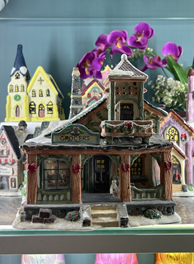 【孤品】外贸出口手绘陶瓷老房子建筑物家居装饰品摆件工艺品收藏