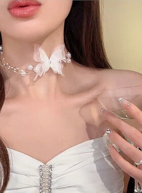 韩版气质镶钻蝴蝶锁骨链choker