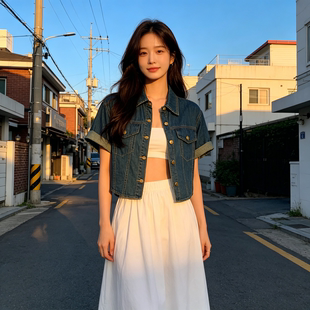 网红新款复古纯欲风短款牛仔外套女夏季小个子清新高级感外搭减龄