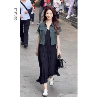 网红新款夏季复古纯欲风短款牛仔外套女小个子清新高级感外搭减龄