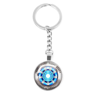 欧美饰品新款 配饰漫威系列钢铁侠心脏聚能时光宝石钥匙扣